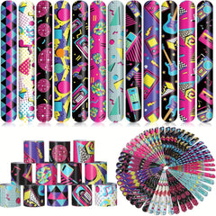 12pcs 80s 90s Slap Bracelets Retro Theme Party Decorations