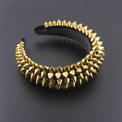 Punk Rivet Decor Headband Wide Head Hoop Headdress Padded Hair Band