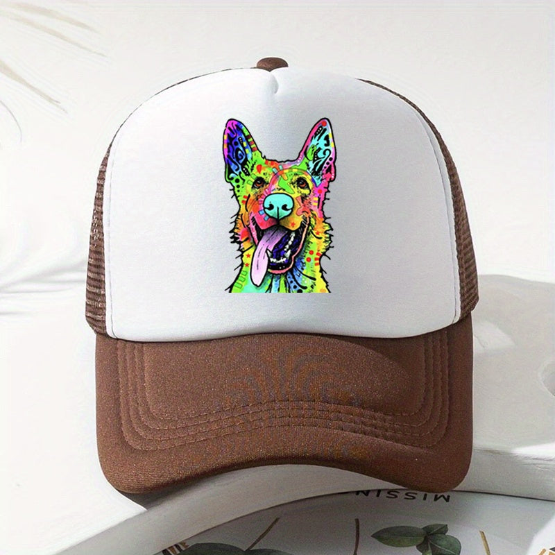 Y2K Rainbow Wolf Baseball Cap Mesh Trucker Dad Hat for Women