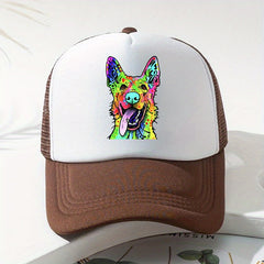 Y2K Rainbow Wolf Baseball Cap Mesh Trucker Dad Hat for Women