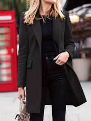 Solid Single Breasted Jacket for Fall & Winter Women's Clothing