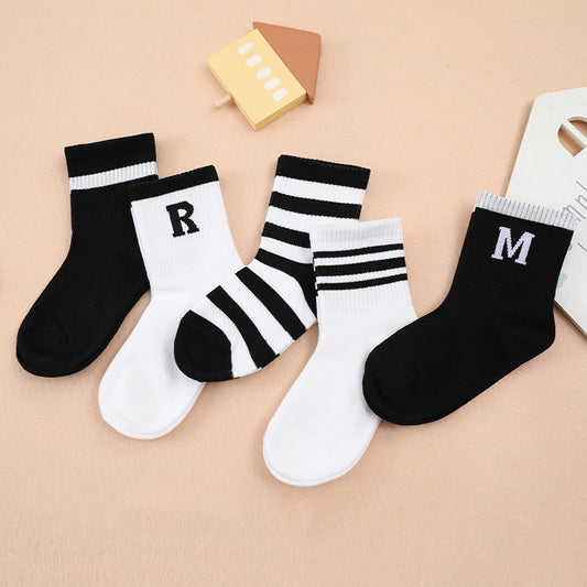 5 Pairs Boys Casual Knit Socks Thin Mesh Breathable Soft Seamless Toe Socks