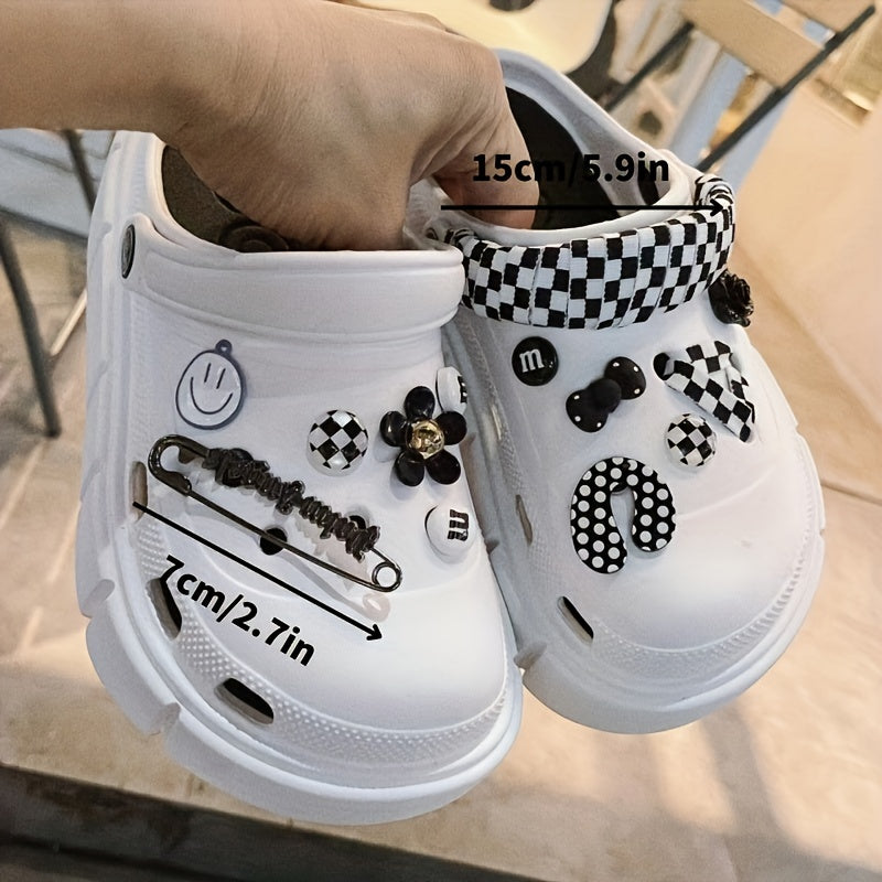 Plaid Shoe Charms for Clogs Garden Shoes DIY Accessories