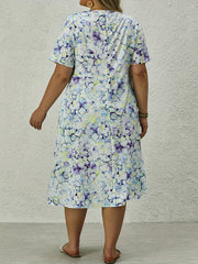  Floral Print Short Sleeve Maxi Dress