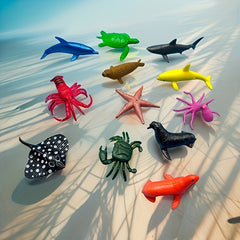 12pc PVC Sea Animal Toys Set Realistic Ocean Figures Bathtime Learning Fun