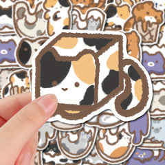 48pcs Liquid Cup Cat Sticker for Laptop Phone Bottle DIY Decoration