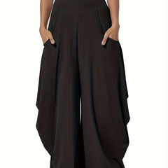 Women's Plus Solid Ruched Wide Leg Harem Trousers