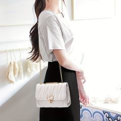 Quilted Chain Crossbody Bag Turn Lock Shoulder Bag Small Purses