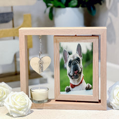 Pet Souvenir Gift Double sided Wooden Photo Frame Pet Pendant DIY Engraved Metal