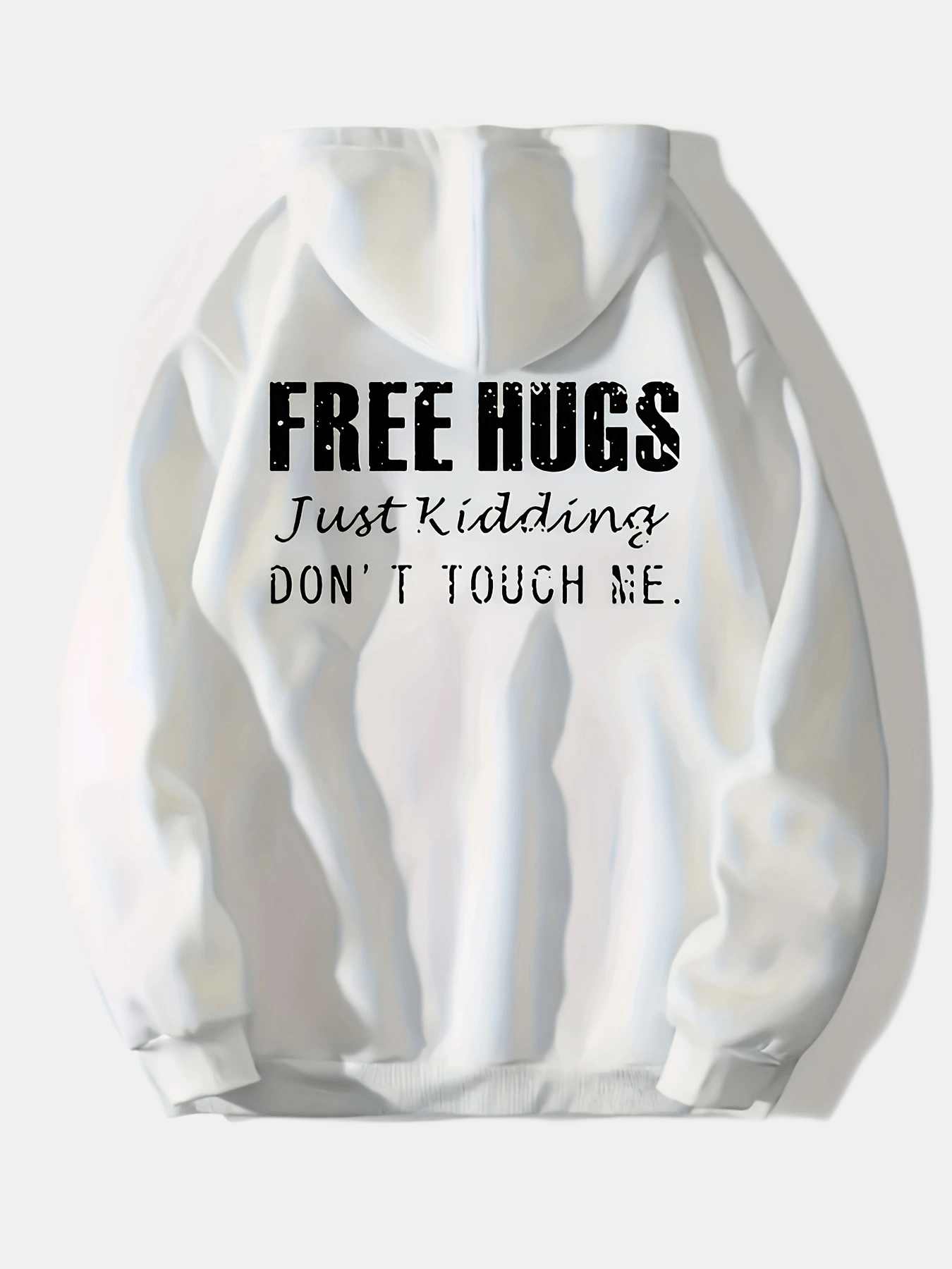 Hugs Print Zip Up Hoodie Casual Sweatshirt
