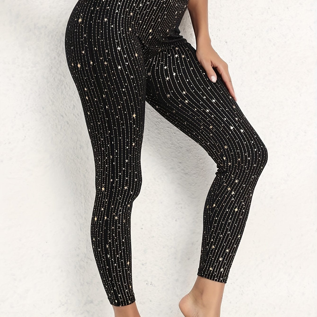  Star & Striped Print High Rise Leggings