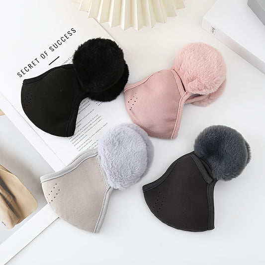 Winter Cycling Face Mask Unisex 3D Ear Protection Cover Knit Polyester
