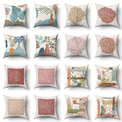 4pcs Retro Geometric Throw Pillow Covers Flower Plant Print