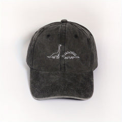 Dinosaur Embroidery Baseball Cap Gray Distressed Dad Hat