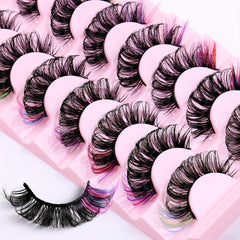 8 Pairs 6D Mink Colored D Curl Cat Eye Eyelashes for Halloween Party