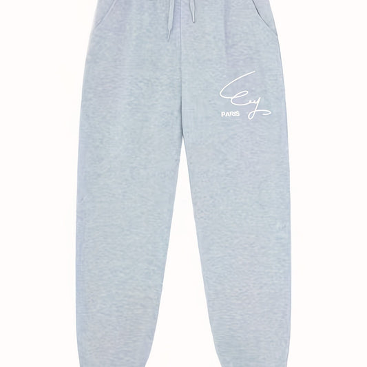 Letter Print Joggers With Pockets Men's Drawstring Pants