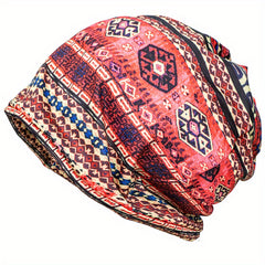 Boho Print Thin Slouchy Beanie Lightweight Chemo Cap