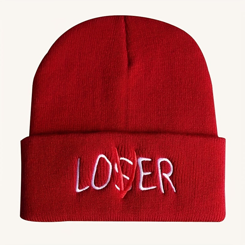 LOSER Embroidered Beanie Solid Elastic Knit Hat Hip Hop Skull Cap