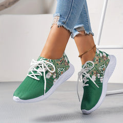Ethnic Print Mesh Lightweight Flying Woven Shoes Casual Running Shoes