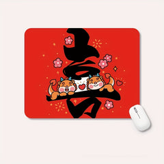Year Of The Dragon Mouse Pad Small Size Cartoon Office Red Desk Mat