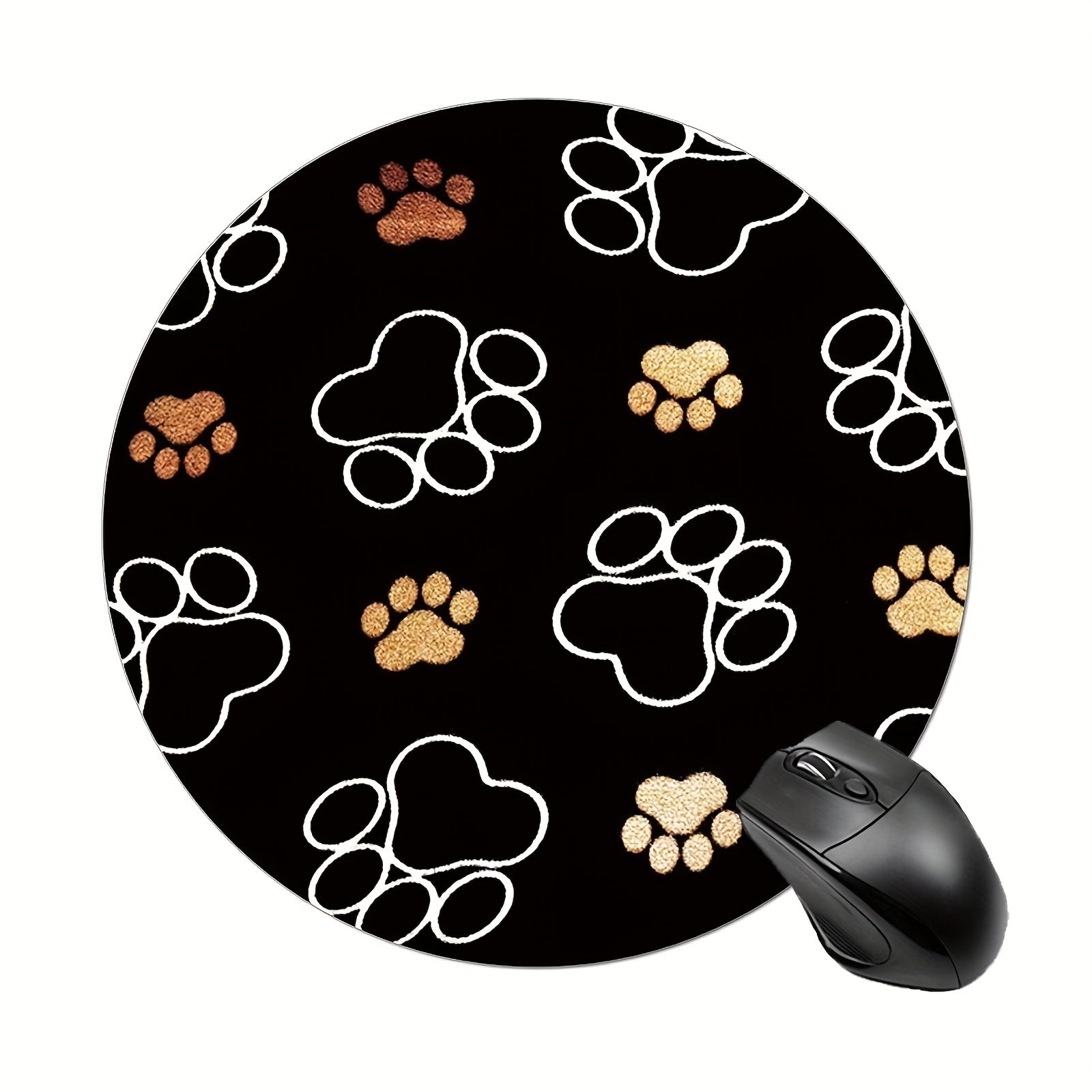 Animal Footprints Mouse Pad for Women Round Non-slip Rubber Mat