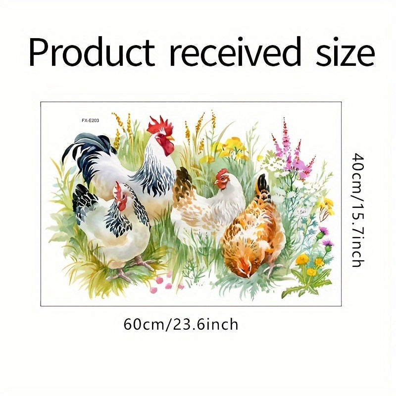Pastoral Wall Sticker Grass Rooster Hen Pvc Waterproof Self-adhesive Removable