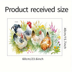 Pastoral Wall Sticker Grass Rooster Hen Pvc Waterproof Self-adhesive Removable