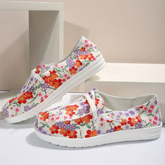 Women's Floral Canvas Slip-On Sneakers Casual Lightweight Shoes