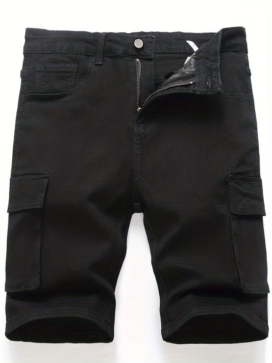 Men's Stretch Denim Shorts Casual Outdoor Summer Cargo Pocket