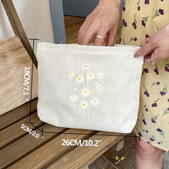 Flower Corduroy Cosmetic Bag Large Capacity