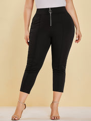 Women's Plus High Rise Zipper Stretch Slim Fit Pants