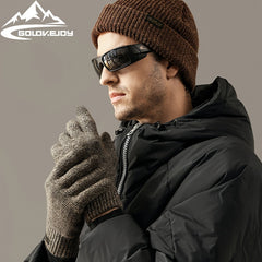 Winter Wool Knitted Gloves Windproof Outdoor Cycling Velvet Thickened Warm