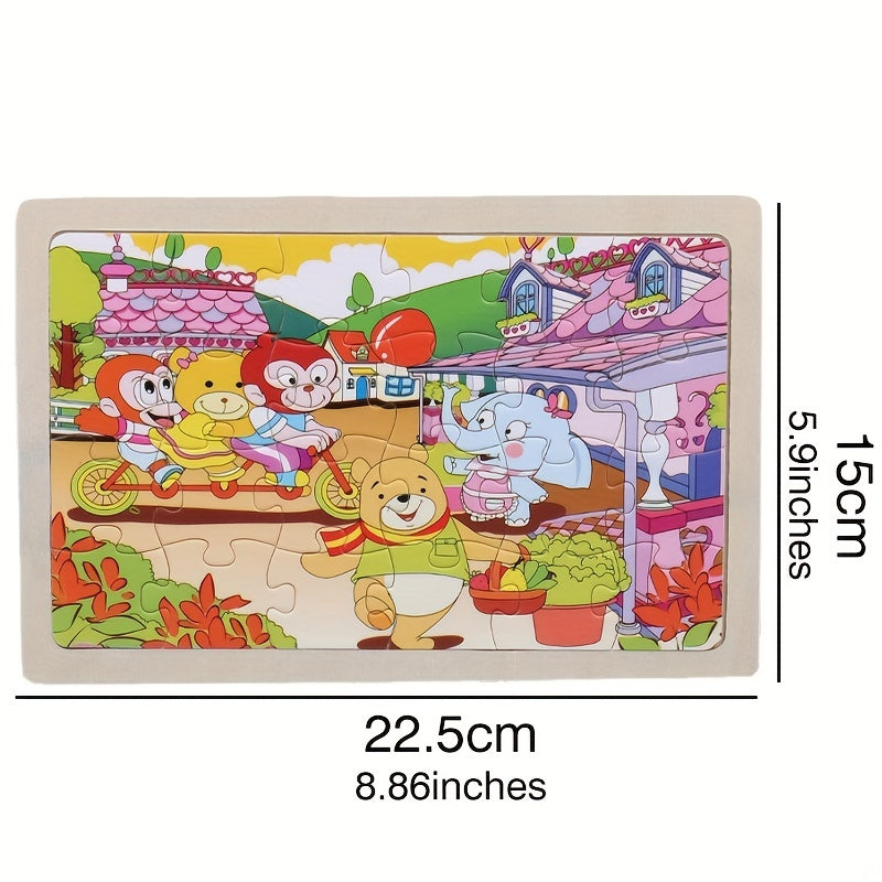 Wooden Animal Puzzle Set for Kids, 24 Pieces