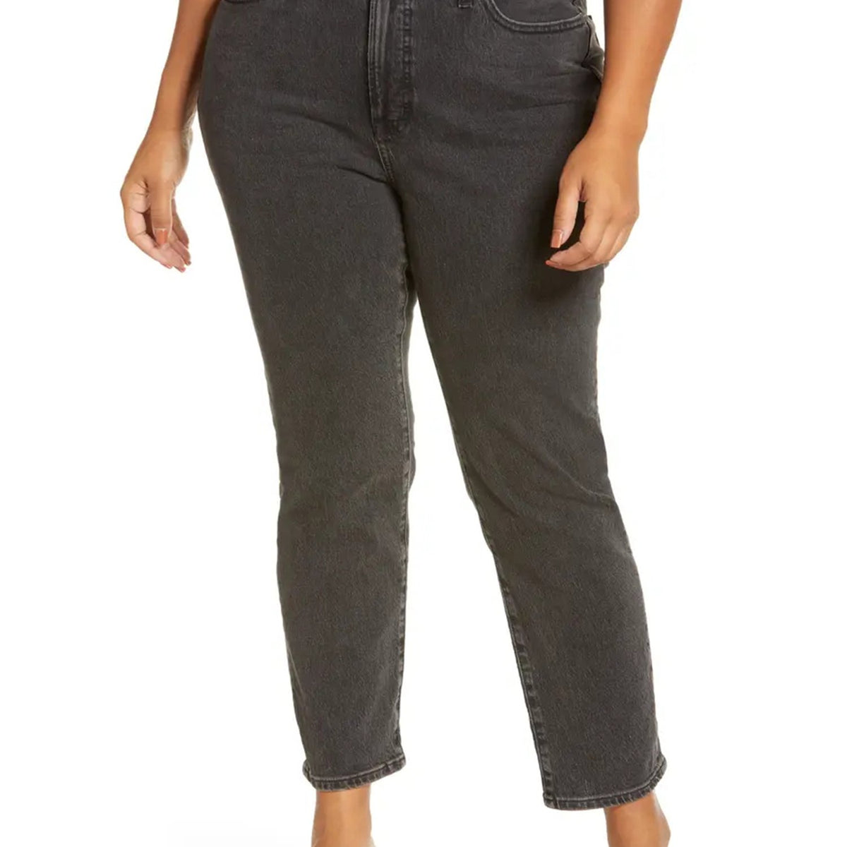 Women's Plus Solid Button Fly Medium Stretch Straight Leg Jeans