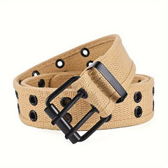Canvas Belt Double Pin Buckle Men Women Casual Jeans Belt