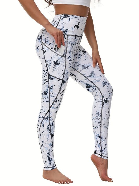 High Waist Sports Leggings Tummy Control Printed Pants for Women
