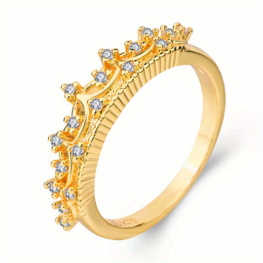 Queen Crown Zircon Ring Wedding Engagement Gift For Women Girls