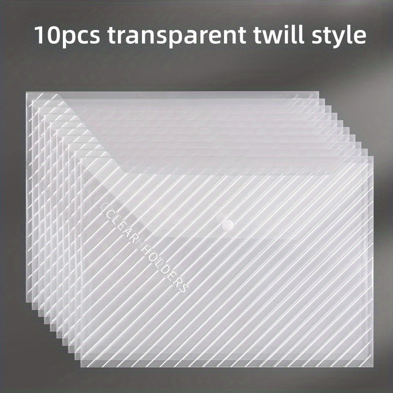 10pcs A4 Clear File Bag Plastic Office Stationery Storage Bag
