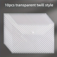 10pcs A4 Clear File Bag Plastic Office Stationery Storage Bag