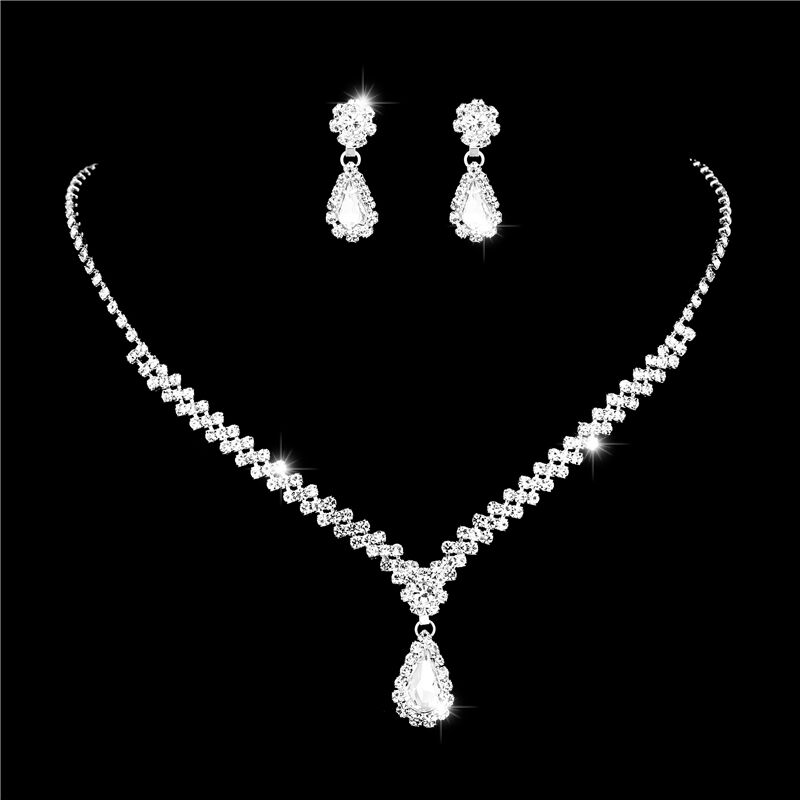Water Drop Rhinestone Jewelry Set