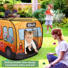 Pop Up Bus Game Tent Portable Play Tent for Indoor/Outdoor Use