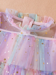 Toddler Girls Rainbow Star Sequins Princess Tutu Dress