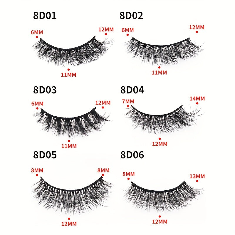 10 Pairs Fluffy False Eyelashes Dramatic 8D Faux Mink Eyelashes
