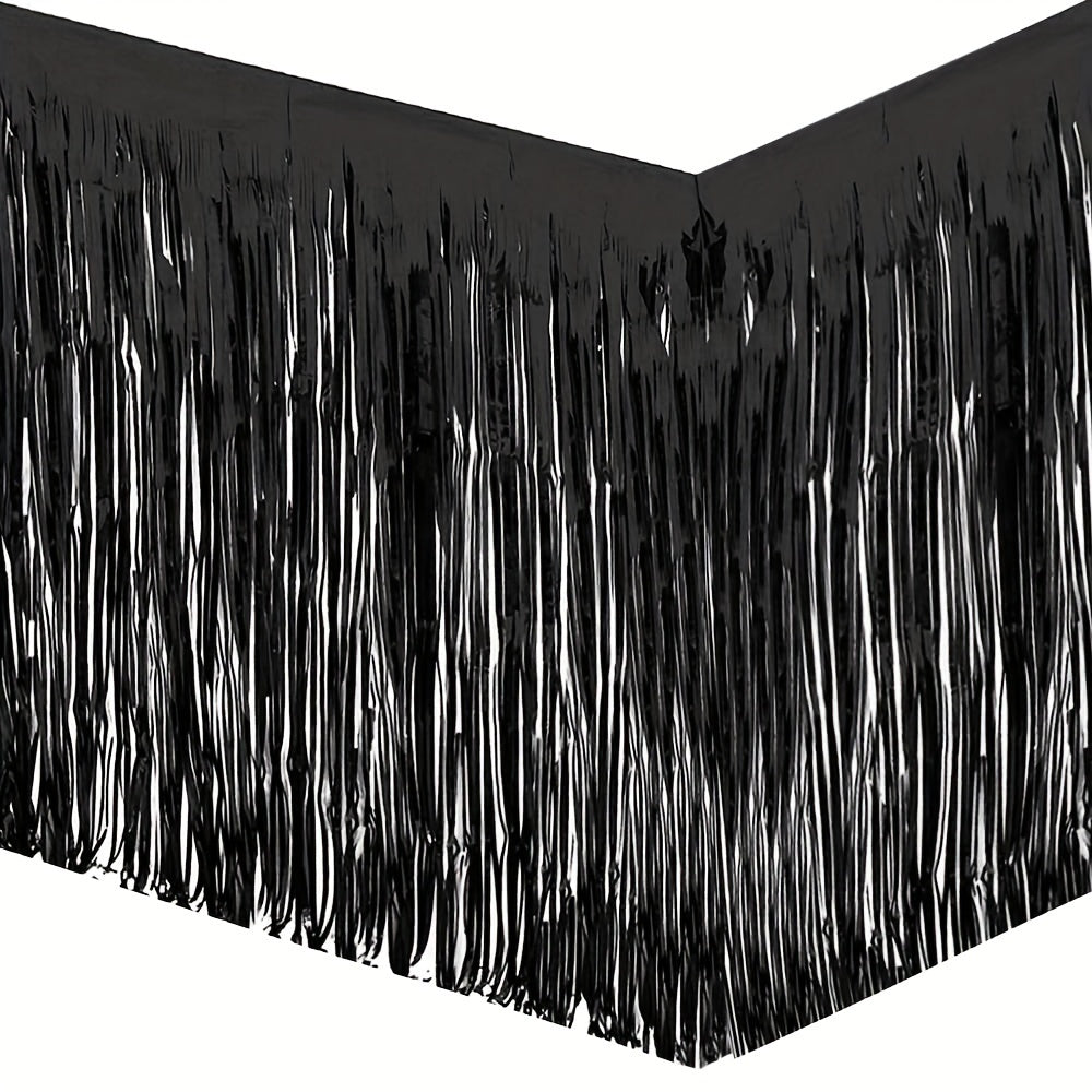 2pcs Red Foil Fringe Table Skirt for Rectangle Tables - Holiday Party Decoration