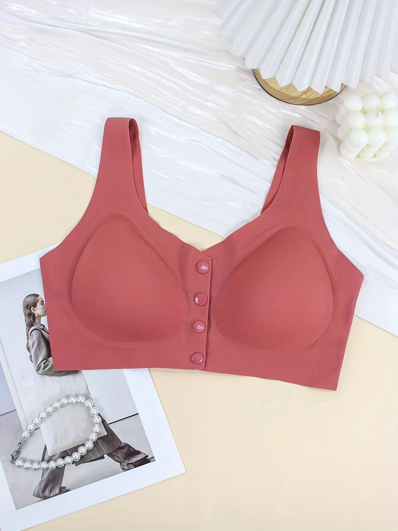 Solid Wireless Front Buckle Bra Women's Lingerie