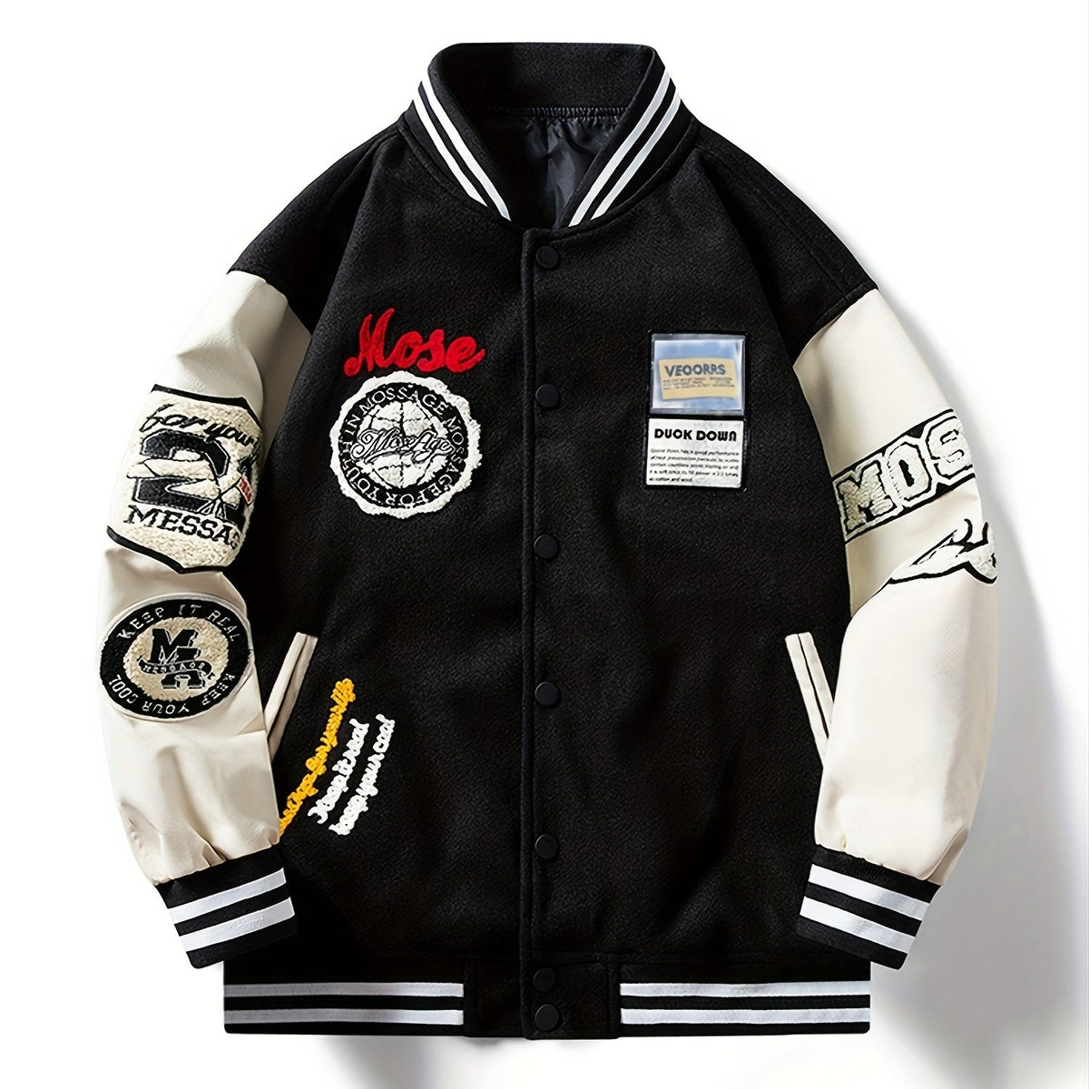 Men's Embroidery Varsity Jacket Button Up Spring Fall Baseball