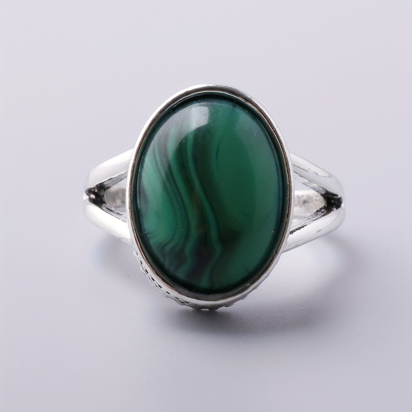 Vintage Oval Malachite Ring Cocktail Party Ring Jewelry Gift For Women