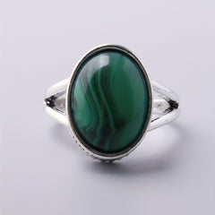 Vintage Oval Malachite Ring Cocktail Party Ring Jewelry Gift For Women
