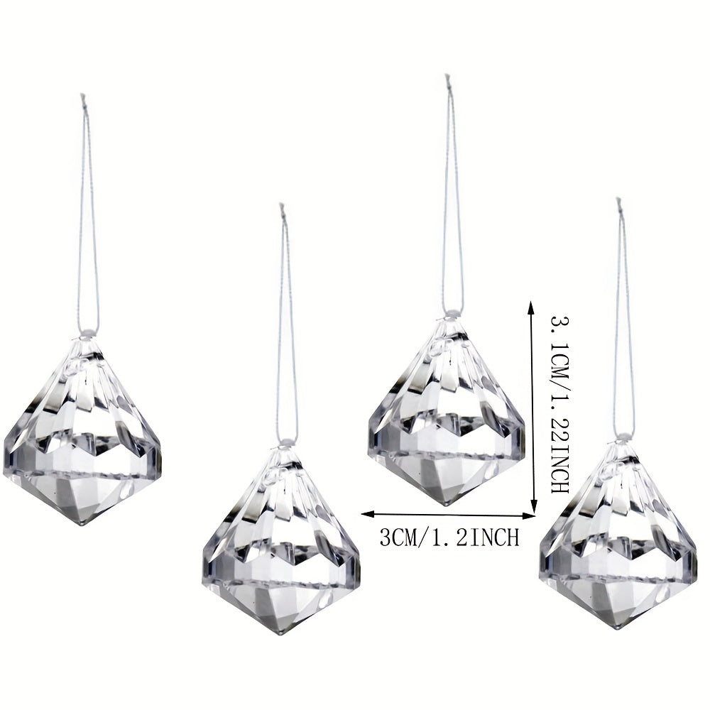 10pcs Christmas Acrylic Diamond Pendants Transparent Decorations
