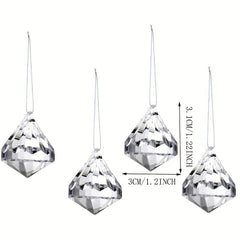 10pcs Christmas Acrylic Diamond Pendants Transparent Decorations